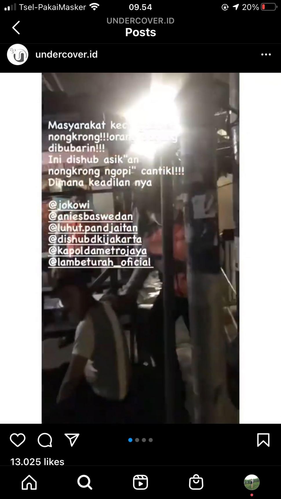 Viral petugas dishub nongkrong saat PPKM Darurat. (Dok. Instagram/Undercover.id)