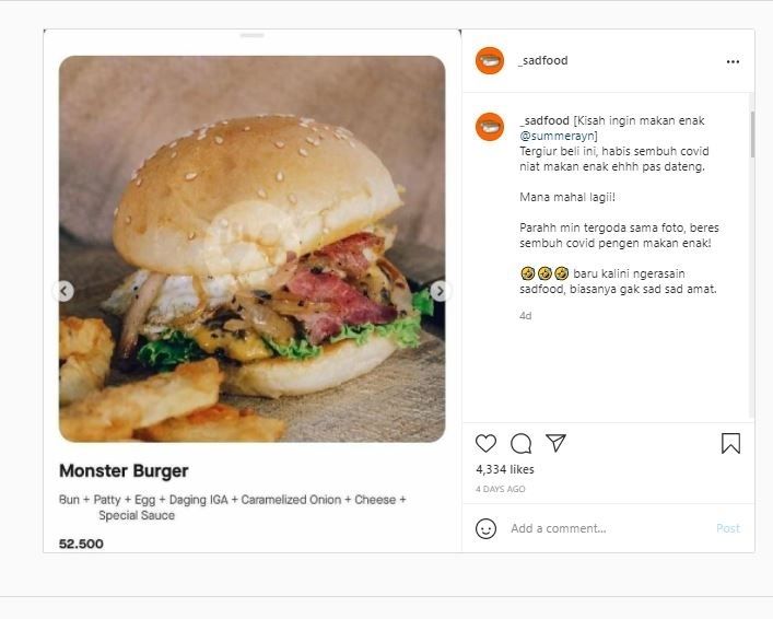 Burger tak sesuai dengan di foto (Instagram @_sadfood)