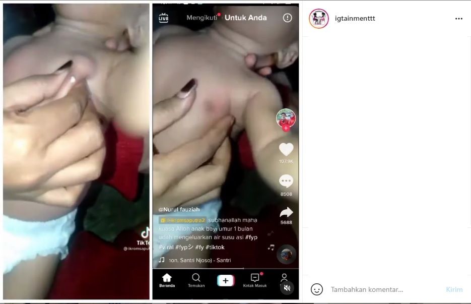 Bayi baru lahir memiliki cairan putih seperti ASI (Instagram/@igtainmenttt)