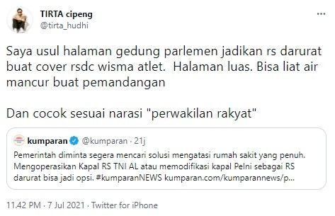 dr Tirta usul halaman DPR RI jadi RSDC (Twitter)