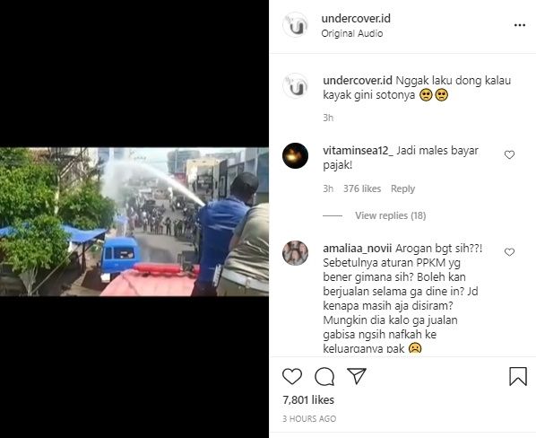 Viral Warung Soto Ayam Disemprot Semburan Disinfektan oleh Satpol PP. (Instagram/@undercover.id)