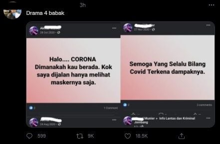 Viral Status 'Drama 4 Babak' Orang Tak Percaya Corona. (Twitter)