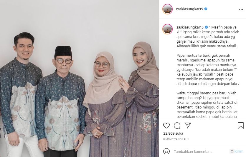 Ayah mertua Zaskia Sungkar meninggal dunia (Instagram.com)