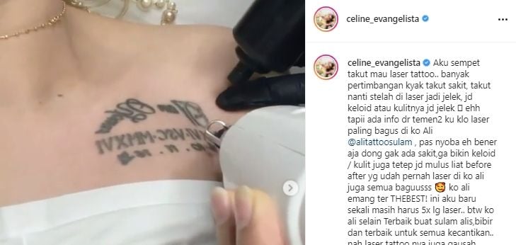 Momen Celine Evangelista hapus tato [Instagram/celine_evangelista]