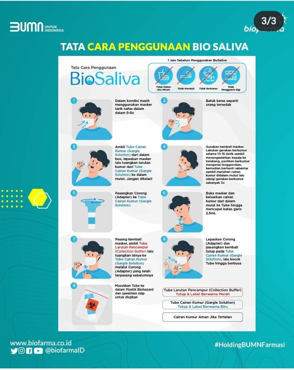 PCR kumur bio saliva (Screen cap Instagram/ Bio Farma)