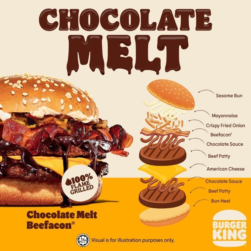 Burger King Malaysia rilis menu burger cokelat (Facebook Burger King Malaysia)