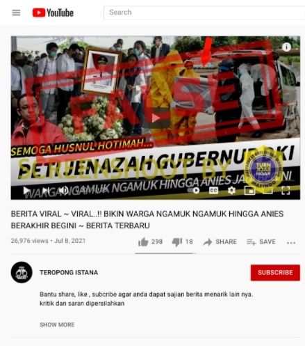 CEK FAKTA Viral Foto Peti Jenazah Gubernur DKI Jakarta Digotong dari Ambulans. (Turnbackhoax.id)