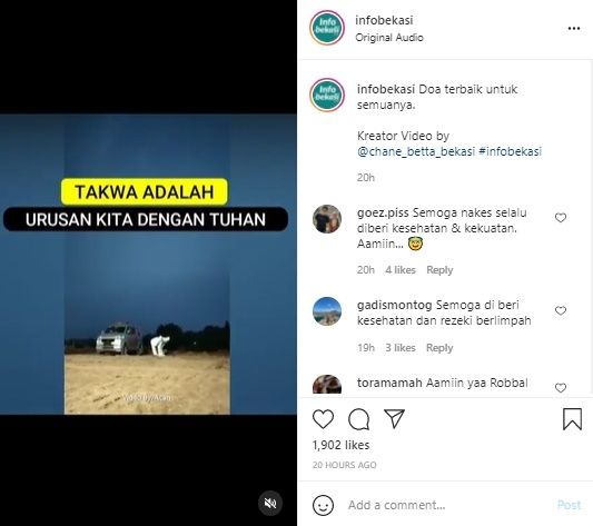 Viral Nakes Salat Pakai APD Lengkap di Hamparan Tanah. (Instagram/@infobekasi)