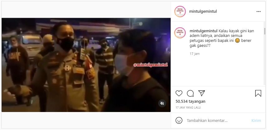 Viral Aparat Desak Pedagang Tutup Warung, Beri Uang Demi Ganti Kerugian (Instagram/mintulgemintul).