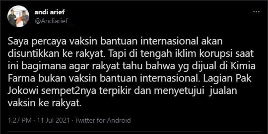 Cuitan Andi Arief. (Twitter/andiarief_)