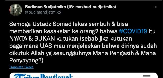 Doa Budiman Sudjatmiko buat UAS [Twet]