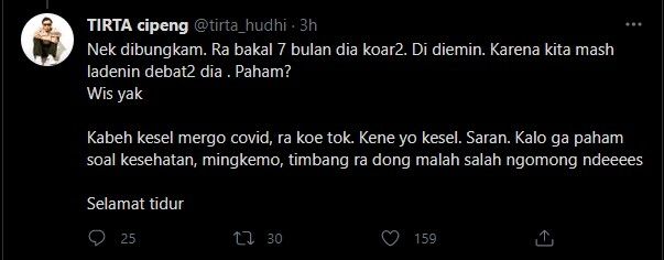 Cuitan dokter Tirta (Twitter)