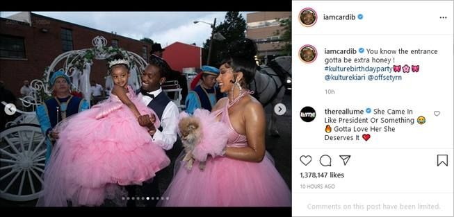 Potret meriah pesta ulang tahun putri pertama Cardi B. (Instagram/@iamcardib)