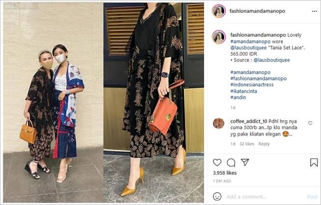 Outfit Amanda Manopo saat bertemu Menteri ternyata murah. (Instagram/@fashionamandamanopo)