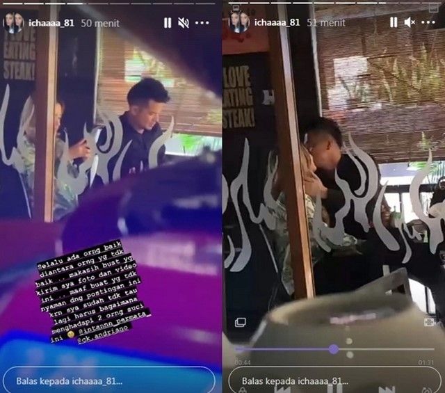 Bukti kemesraan Choky Andriano dan Intan Permata, yang diungkap istri Choky, Icha di Instagram Story.
