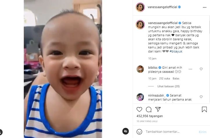 Pertumbuhan anak Vanessa Angel (Instagram.com)