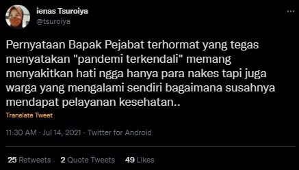 Putri Gus Mus Sentil 'Bapak Pejabat' Yang Bilang Pandemi Terkendali. (Twitter/@tsuroiya)