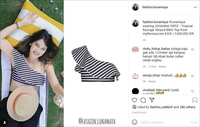 Harga bikini Luna Maya ternyata mahal. (Instagram/@fashion.lunamaya)