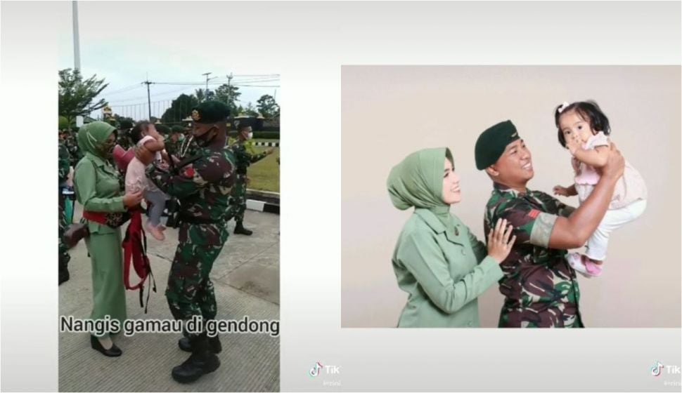 Kisah Wanita yang Punya Suami TNI, Pertemukan Ayah dan Anak untuk Kali Pertama (tiktok.com/@rininuraa)