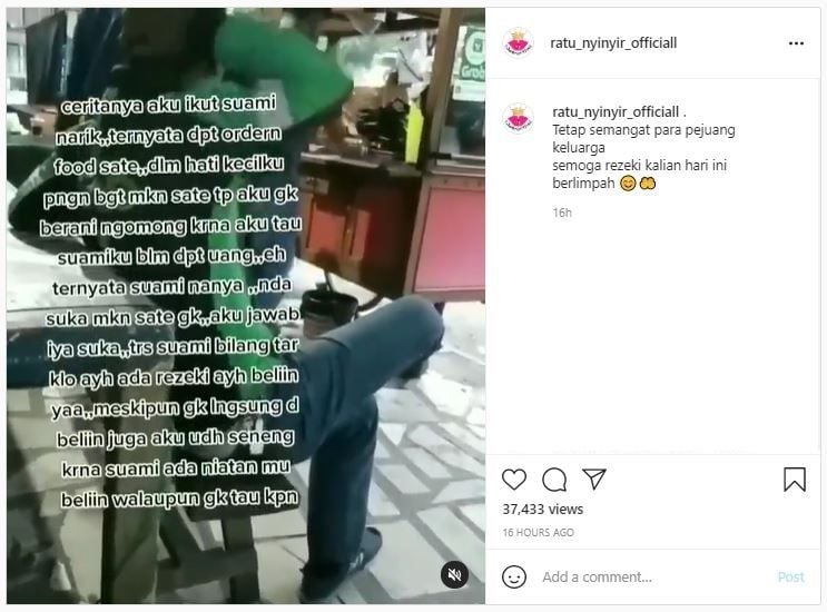 Kisah Istri Ikut Suami Jadi Ojol, Bikin Haru (instagram.com/ratu_nyinyir_officiall)