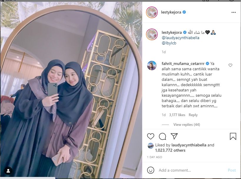 Laudya Cynthia Bella dan Lesti Kejora. (Instagram/lestykejora)