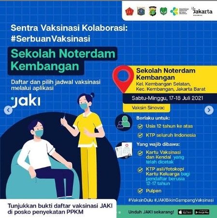 Pemprov DKI Jakarta buka vaksinasi COVID-19 massal di 5 lokasi, Sabtu dan Minggu 17-18 Juni 2021. (@jsdab)