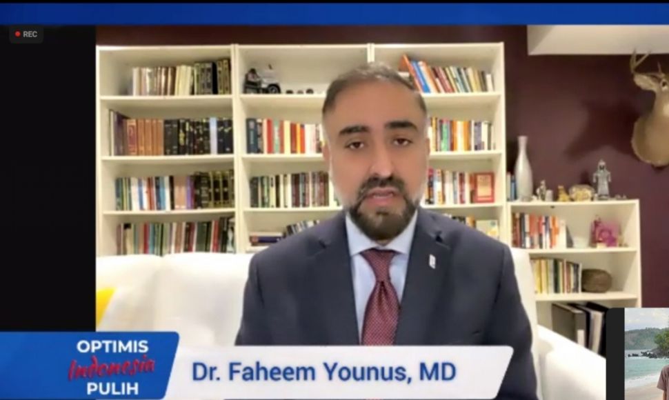 Pakar kesehatan dari Amerika Serikat, Dokter Faheem Younus. (Bidik layar/Yaumal)