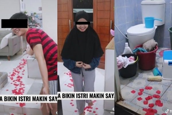 Suami Romantis Gandeng Istri ke Kamar Mandi Buat 'Nguli'. (TikTok)