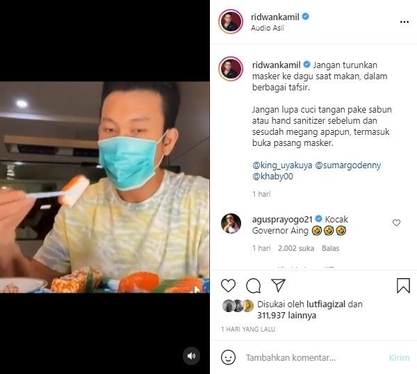 Unggahan Ridwan Kamil (Instagram)