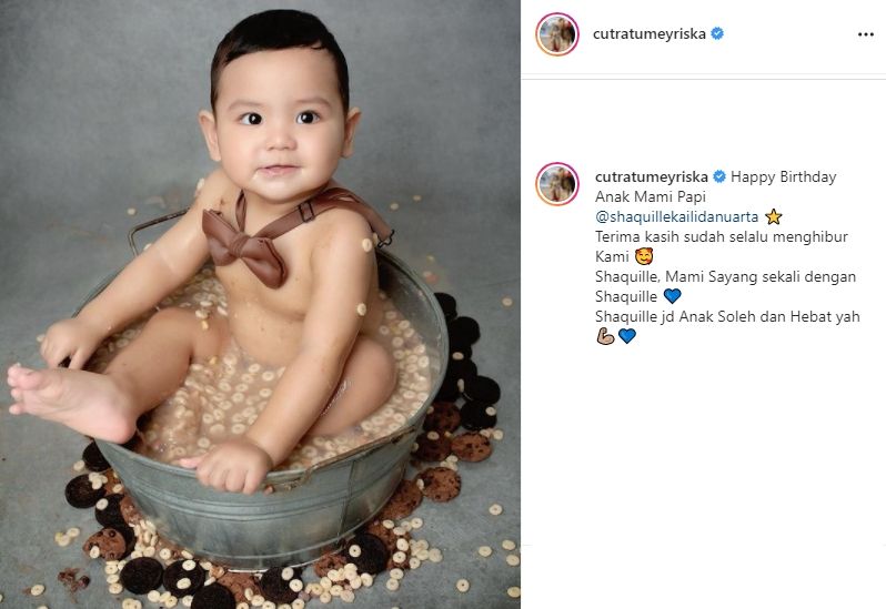 Anak Cut Meyriska dan Roger Danuarta, Baby Shaquille ultah (Instagram/@cutratumeyriska)