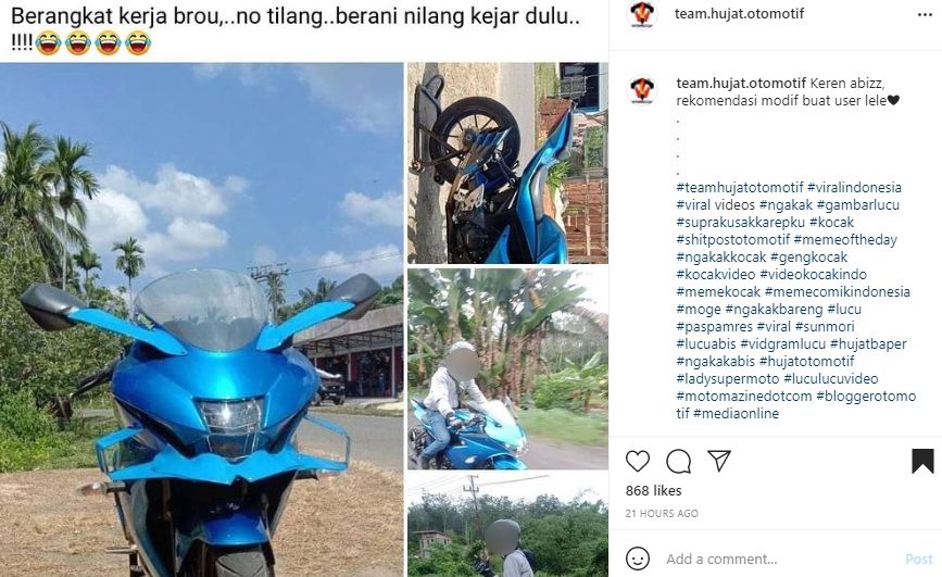 Suzuki GSX-R150 dimodifikasi ala Kawasaki H2R. (Instagram)