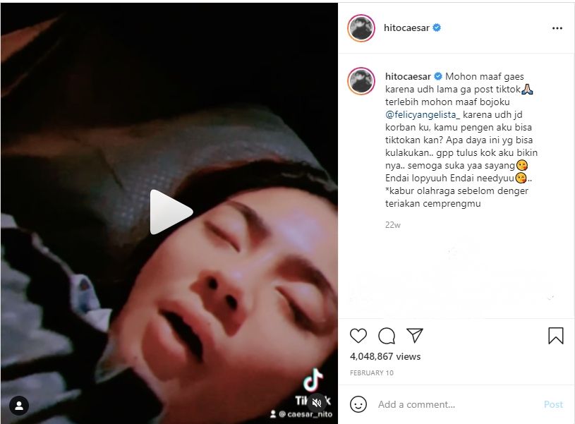 Artis Posting Foto Istri Saat Tidur (instagram/@hitocaesar)