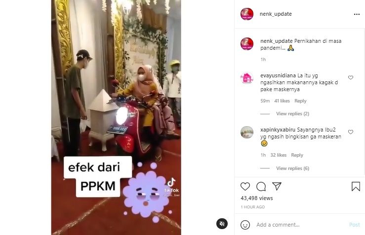 Viral Pernikahan Ala PPKM. (Instagram/@nenk_update)