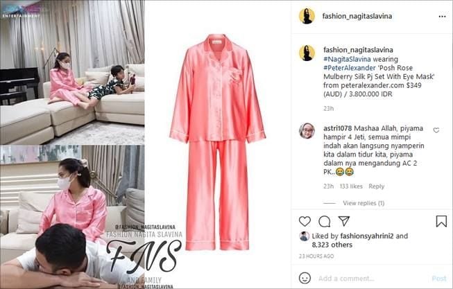 Harga piyama Nagita Slavina disebut bikin mimpi buruk minder. (Instagram/@fashion_nagitaslavina)