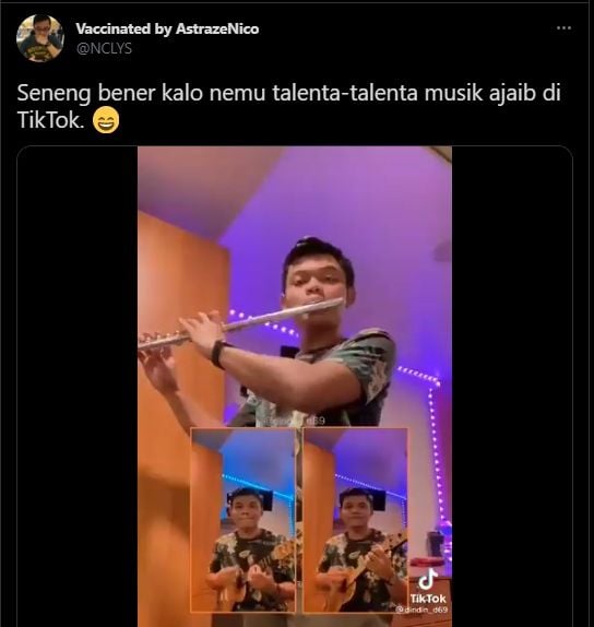 Pria modifikasi lagu kartun jadi musik keroncong. (Twitter/@NCLYS)