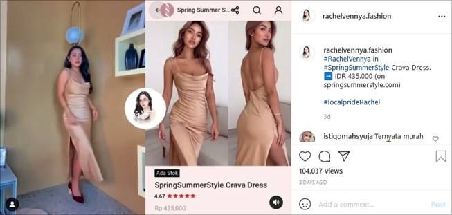 Harga dress cantik Rachel Vennya ternyata murah. (Instagram/@rachelvennya.fashion)