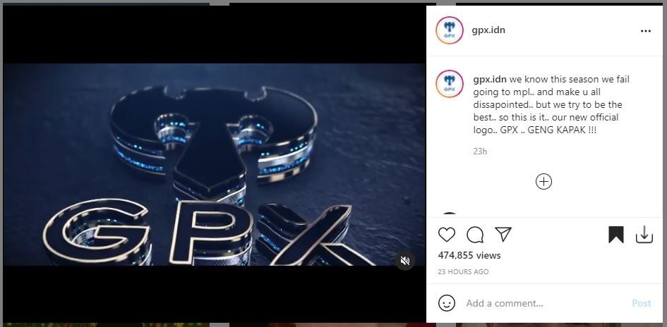 Tim eSports Geng Kapak luncurkan logo baru. (Instagram/ @gpx.idn)