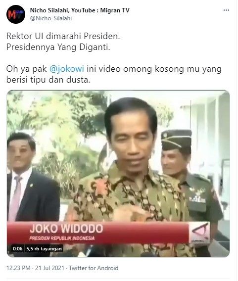 Video lawas Jokowi larang rangkap jabatan viral lagi (Twitter)