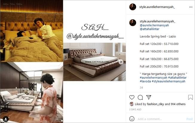 Harga ranjang canggih Aurel dan Atta Halilintar. (Instagram/@style.aureliehermansyah_)