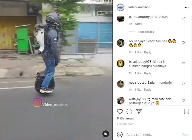 Viral Pria 'Motoran' Dengan Satu Roda. (Instagram/@video_medsos)