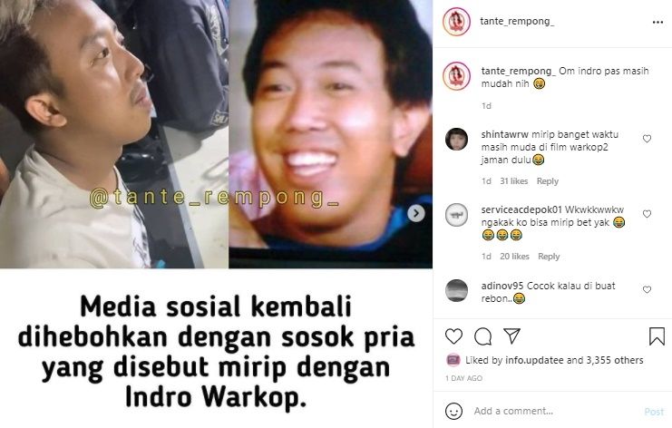 Viral Pria Mirip Indro Warkop Bawa Duit Segepok. (Instagram/@tante_rempong_)