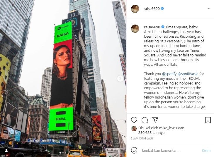 Bikin Bangga Wajah Raisa Terpampang Di Billboard Times Square Bareng