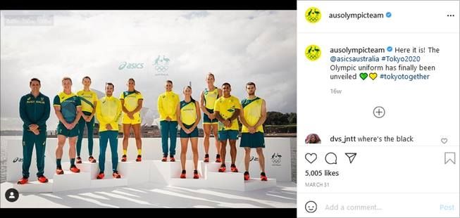 Seragam atlet paling modis di Olimpiade Tokyo 2020, kedua Australia. (Instagram/@ausolympicteam)