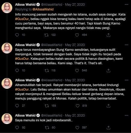 Alissa Wahid Kenang Detik-detik Pemakzulan Gus Dur Saat di Istana. (Twitter/@AlissaWahid)