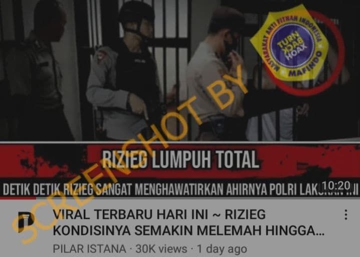 Fakta Rizieq lumpuh total di penjara (Turnbackhoax.id)