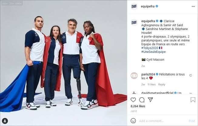 Seragam atlet paling modis di Olimpiade Tokyo 2020, keempat Prancis. (Instagram/@equipefra)