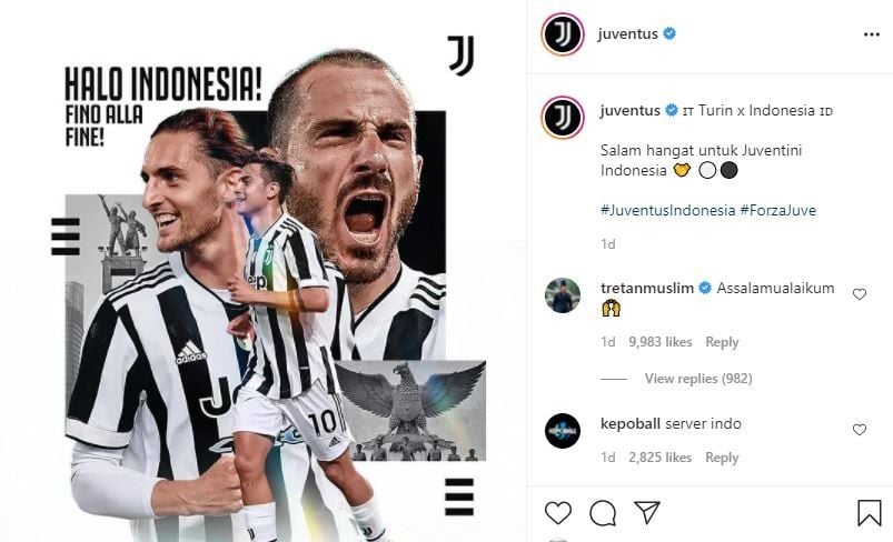 Juventus menyapa pendukungnya di Indonesia. (Instagram/juventus)