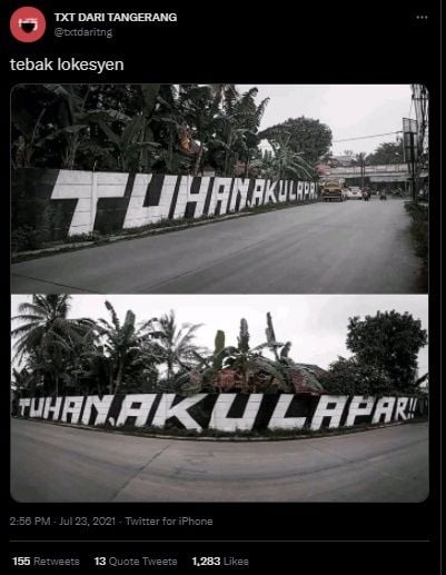 Viral Mural 'Tuhan Aku Lapar!!' di Tangerang. (Twitter/@txtdaritng)