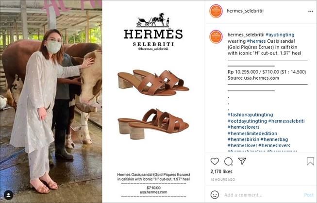Detail sandal Hermes Ayu Ting Ting. (Instagram/@hermes_selebritii)