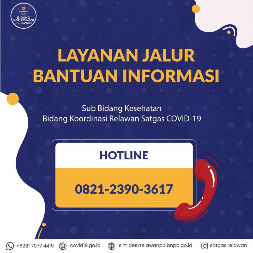 Layanan Jalur Bantuan Informasi Covid-19 bagi tenaga kesehatan dan masyarakat umum di Wilayah DKI Jakarta dan Bandung Raya. (Dok: Satgas Covid-19)